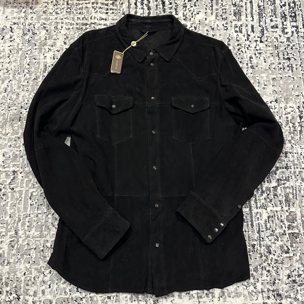 Axel’s Black Suede Western Style Shirt NWT